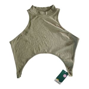 NWT Halara Ribbed Bodysuit Tank Top Size XL Olive Green – Snap Closure Stretchy